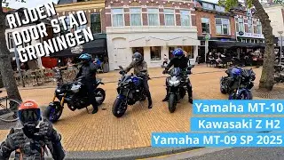 Met 4 dikke motoren door stad Groningen rijden 🔥 | Kawasaki Z H2 | Yamaha MT 09 SP 2025 | Motorvlog