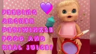 Кормим Арчера кормом из барвинка и соком из бирюзы! | Кормим куклу Baby Alive