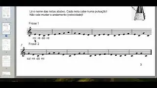 Leitura de notas na clave de sol - pág 6 da sebenta parte 3 (5º ano)