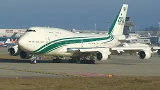 4K | Kingdom Boeing 747-400 HZ-WBT7 takeoff at Geneva/GVA/LSGG