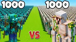 1000 water zombie VS 1000 iron golem 🔥#minecraft #video #minecraft 
