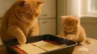 Fat Orange Cat & Ginger Kitten Cook Lasagna Together 🍝🐾 | Cozy Cute Story