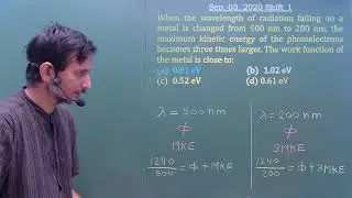 JEE Main Solution || PhotoElectric Effect 33 ||3 September 2020/S1 ||