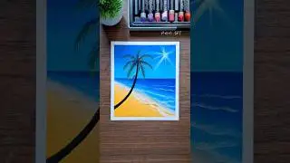 🌴 Beautiful Beach Scenery Drawing with Oil Pastels  #art #artist  #drawing  #oilpastel