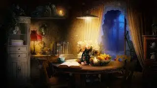 🫖📚 COZY SUMMER COTTAGE AMBIENCE |  Gentle Crickets, Kitchen Sounds | Calming Nature at Night ASMR