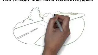 how to draw road sign of end no overtaking