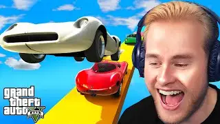 Mijn Auto Als STUNT RAMP Gebruiken! 😂 - GTA 5 Races (Nederlands)