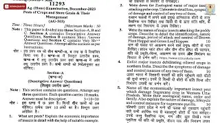 BSC 5TH SEM AG PESTS OF CROPS AND STORE GRAIN AND THEIR MANAGEMENT DEC 2023 | CCSU
