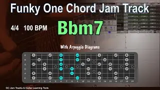 Bbm7 One Chord Backing Track. Funky Groove 100 BPM with Arpeggio Diagrams