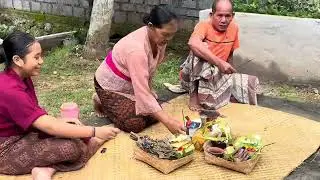 Galungan Family Temple Offerings : Bali  Indonesia