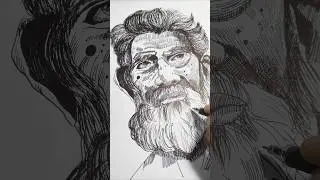 Pen Portrait | Old Men | #art #portrait #viral #shorts #youtubeshorts