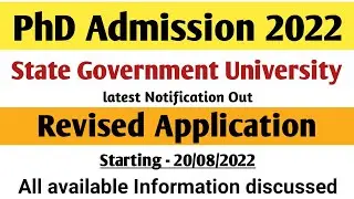 PhD Admission 2022 | Government University | Revised Admission | PhD Admission Form 2022