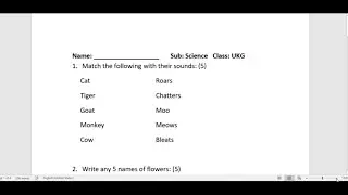 UKG science question paper - second term