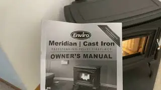 Enviro Meridian 45,000 BTU pellet stove running in office/basement