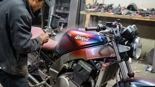 Asmr Ninja Motorcycle Restoration And red spray paint