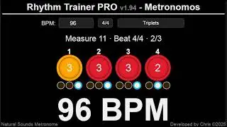 85-165 BPM Triplets - Increase Every 40 sec. Accent on 1 (change at barline) 