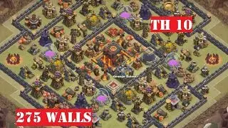 CLASH OF CLANS Town Hall 10 War Base Layout - 275 walls and 2 Air Sweepers