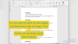Split Screen in MS Office Word / MS Office Learning / Office Tricks