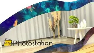 Blue Abstract Modern Glass Wall Mirror