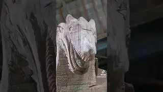 Dragon starting to look a bit fierce! #dragon #dragonstone #dragonsculpture #chainsawcarving