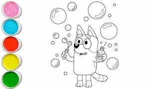 Cute Bluey Drawing for kids, Painting & Coloring for kids, Toddlers | Let's Draw Together