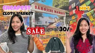 👉 Sarojini Nagar Haul 🛍️ ₹30 Clothes + REAL Prices 😱 + Street food Majnu ki tila🍜| Delhi Market Vlog