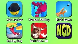 Hat Hunte‪r, Human Fallin‪g‬, Shot Dow‪n, Sticky Bo‪y, Bull Rush 3‪D | New Games Daily