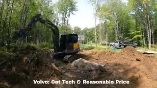 Volvo EC60E Mini Clearing Land & Pushing Trees Stump & All Using Our Ripper & Root Rake!