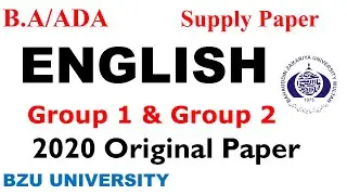 B.a/Ada English Supply 2020 Paper Group 1 & 2 Bzu University Ba Ada English Papers 2020 Past Papers
