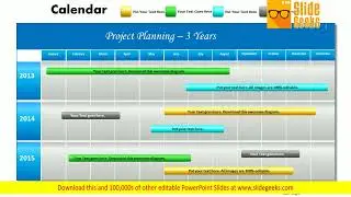 3 Years Project Planning Gantt Chart 2013 Calendar Powerpoint Slides Ppt Templates