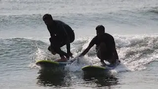 Stand-Up Surfing for Beginners | Real Student Practice Clip &lrm;⁨@seavlogstelugu