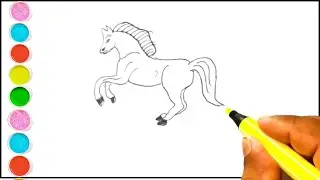 Horse drawing, painting for kids, magic fingers art, kids drawing, how to draw