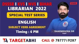 DSSSB LIBRARIAN I Subject Verb Agreement | ENGLISH | Target Abhi