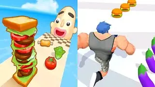 Sandwich Runner VS Strong Man Race Run - Gameplay Walkthrough All Levels (Android, iOS)