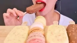 ASMR Chocolate Icecream and Macarons Eating Show, 2x Speed, Big Bites @dolceasmr 