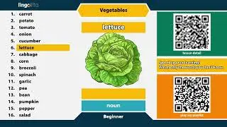 Learn 16 Common Vegetable Names 🥗 | English Vocabulary for Beginners | Definitions & Examples