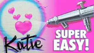 QUICK Pink Hearts Design | How to Airbrush T-Shirts  | Learn Airbrushing by Watching!