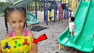 HIDE AND SEEK with Imani's Family Fun World! Playing with Fidget Spinners in the Park