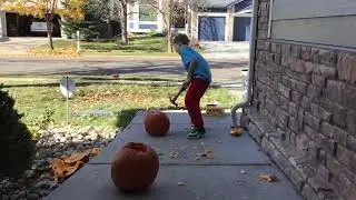 My perspective people smashing pumpkins, different ages