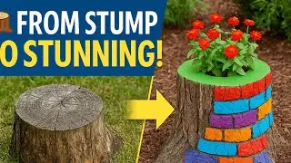 Transform Tree Stumps into Stunning Garden Art | Easy DIY Landscaping Idea!