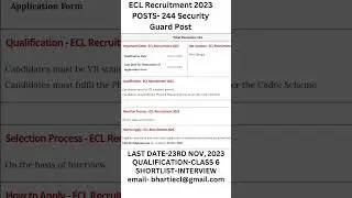 ECL Recruitment 2023 |SECURITY GUARD