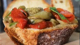 Melanzane e Pane RUSTICO  E MELANZANE verdure arrostite con il pane RICETTA POVERA  bruschetta pane