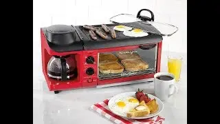 Nostalgia BSET300RETRORED Retro Series 3 in 1 Family Size Breakfast Station