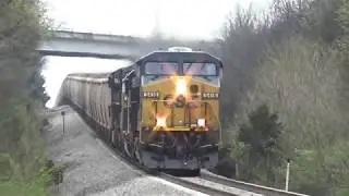 CSX 5416 with SD40-2 and Two C40-8W's Lead a Grain Train on 3/19/18