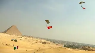 Military Free Fall over The Great Pyramids of Giza 