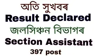Irrigation Department Assam result out // Section Assistant result declared // 397 plst
