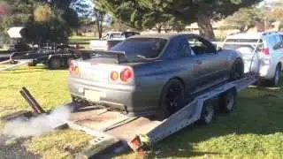1000HP R34GTR Cold Start Up & Unload from Trailer! CRAZY