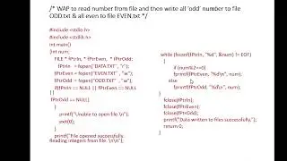 program to write even numbers to even txt and odd number s to odd txt  with full explaination