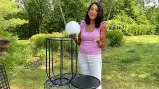 Garden Reflections Metal Plant Stand w/ LED Ball Light on QVC