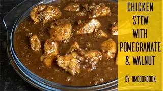 Chicken stew with walnut and pomegranate molasses or syrup (khoresh fesenjan)